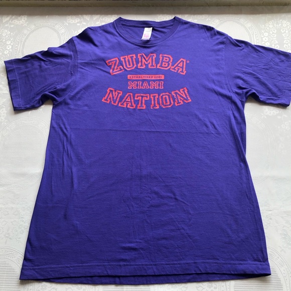 Zumba Wear Fitness Logo Graphics One Size Fits Most Purple T-Shirt Short Sleeves - Picture 7 of 13